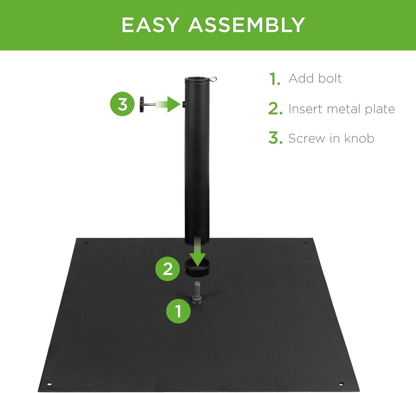 Best Choice Products 38.5lb Steel Umbrella Base, Square Weighted Patio Stand for Outdoor, Backyard, Market Umbrellas, Sun Shade w/Tightening Knob and Anchor Holes - Black