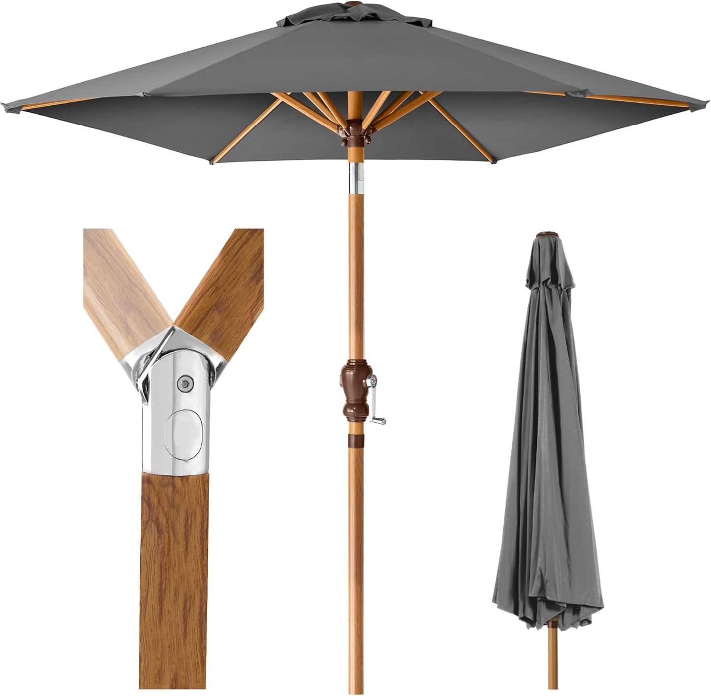 Best Choice Products 10ft Outdoor Steel Polyester Market Patio Umbrella w/Crank, Easy Push Button, Tilt, Table Compatible - Navy Blue