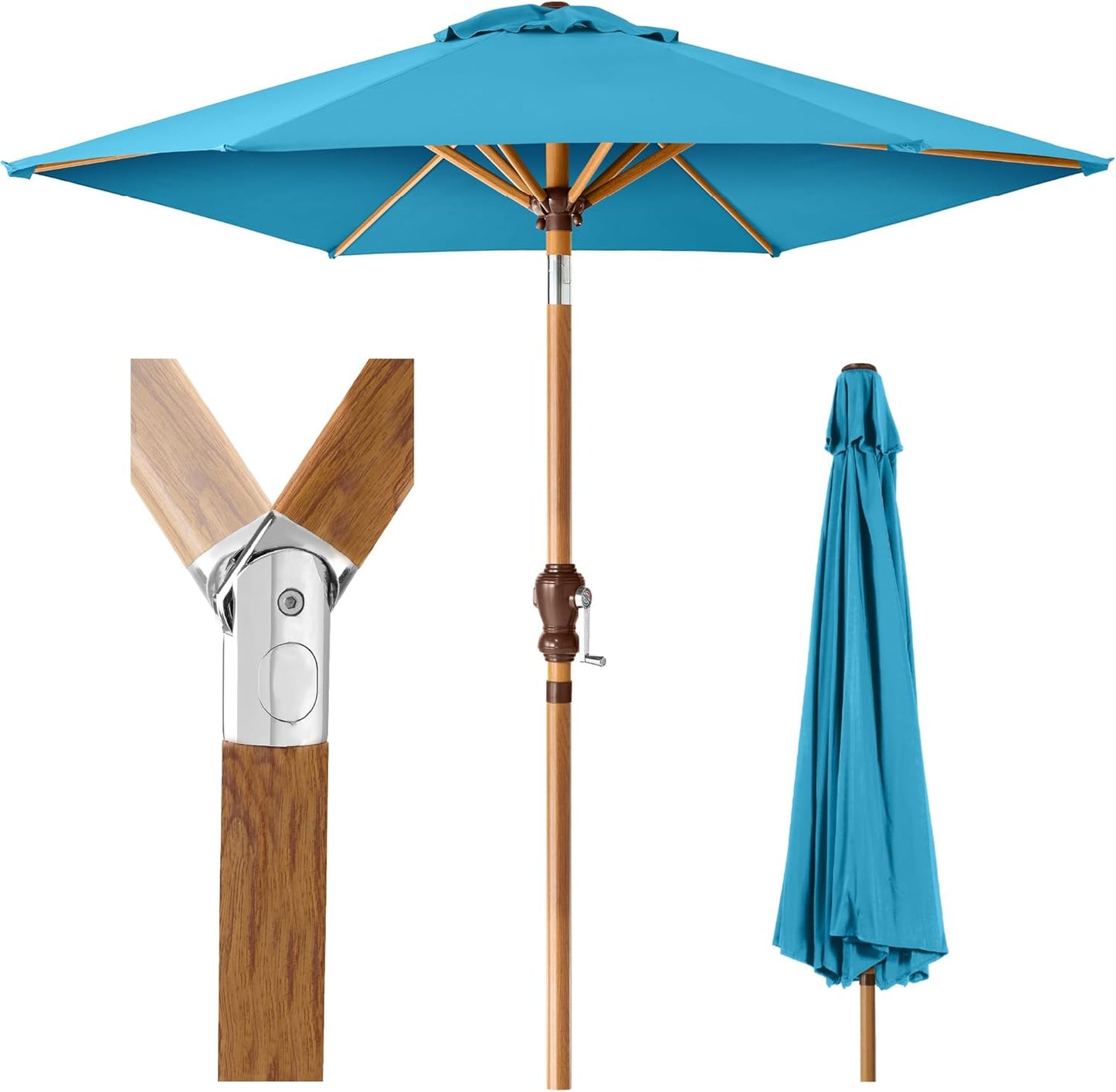 Best Choice Products 10ft Outdoor Steel Polyester Market Patio Umbrella w/Crank, Easy Push Button, Tilt, Table Compatible - Navy Blue