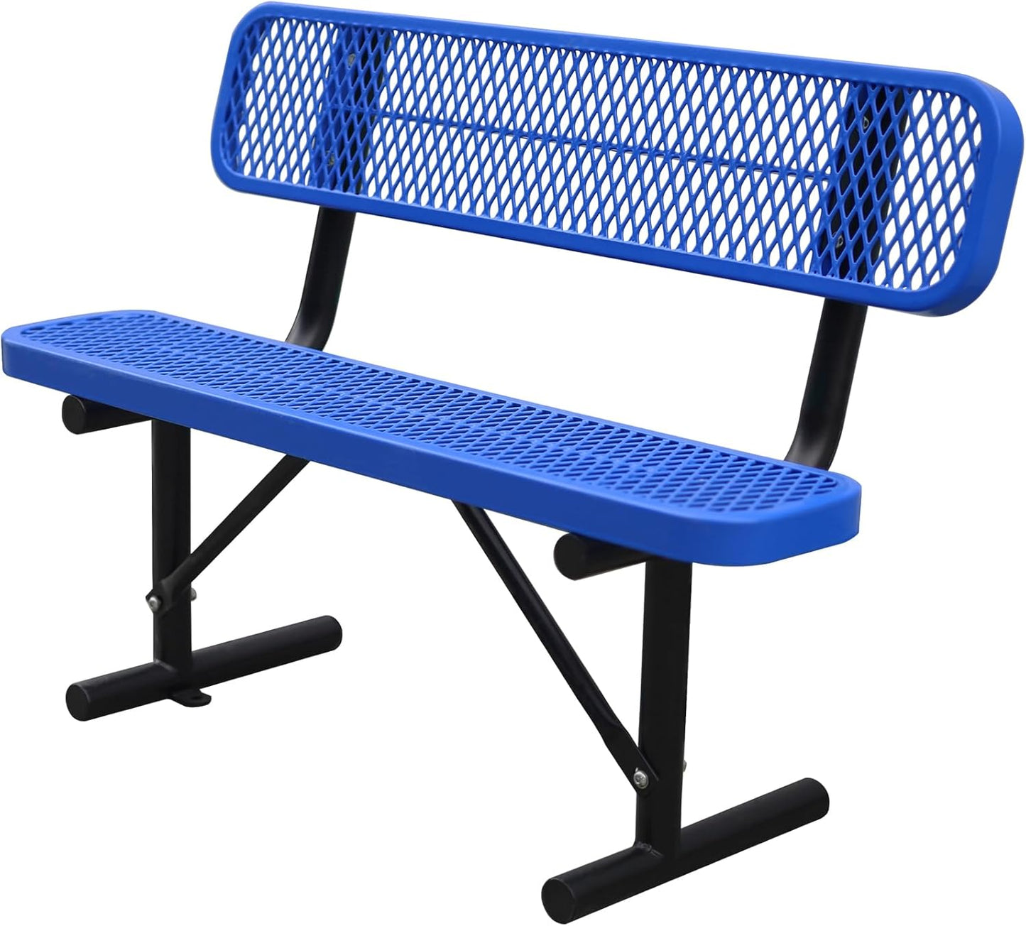 Heavy Duty Park Bench with Back Portable Frame, Outdoor Metal Park Bench with Backrest, Steel Mesh Outdoor Bench for Garden, Lawn, Patio, Porch, Park, Yard (Blue, 94.1" D x 23.2" W x 32.5" H)