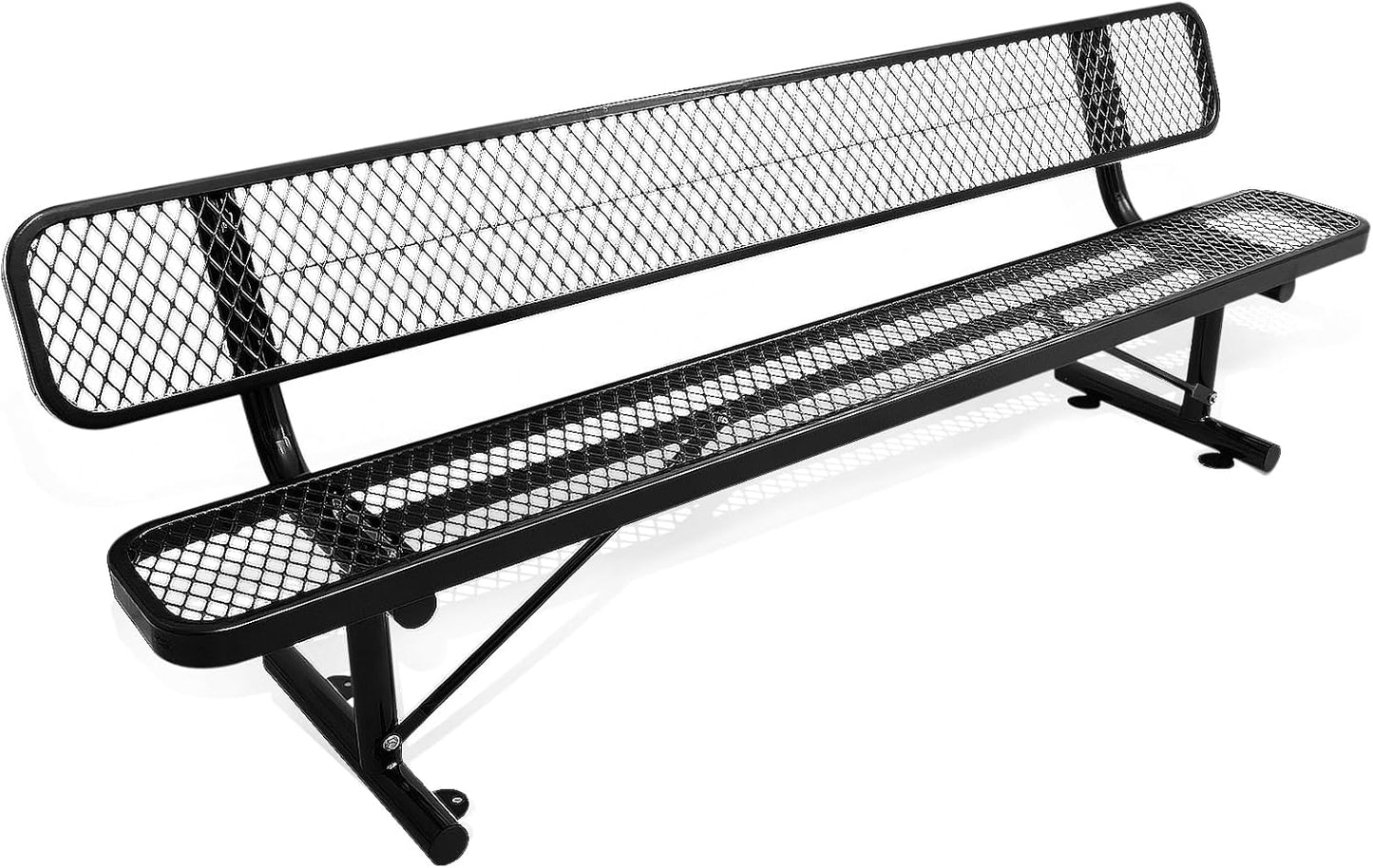 Heavy Duty Park Bench with Back Portable Frame, Outdoor Metal Park Bench with Backrest, Steel Mesh Outdoor Bench for Garden, Lawn, Patio, Porch, Park, Yard (Blue, 94.1" D x 23.2" W x 32.5" H)
