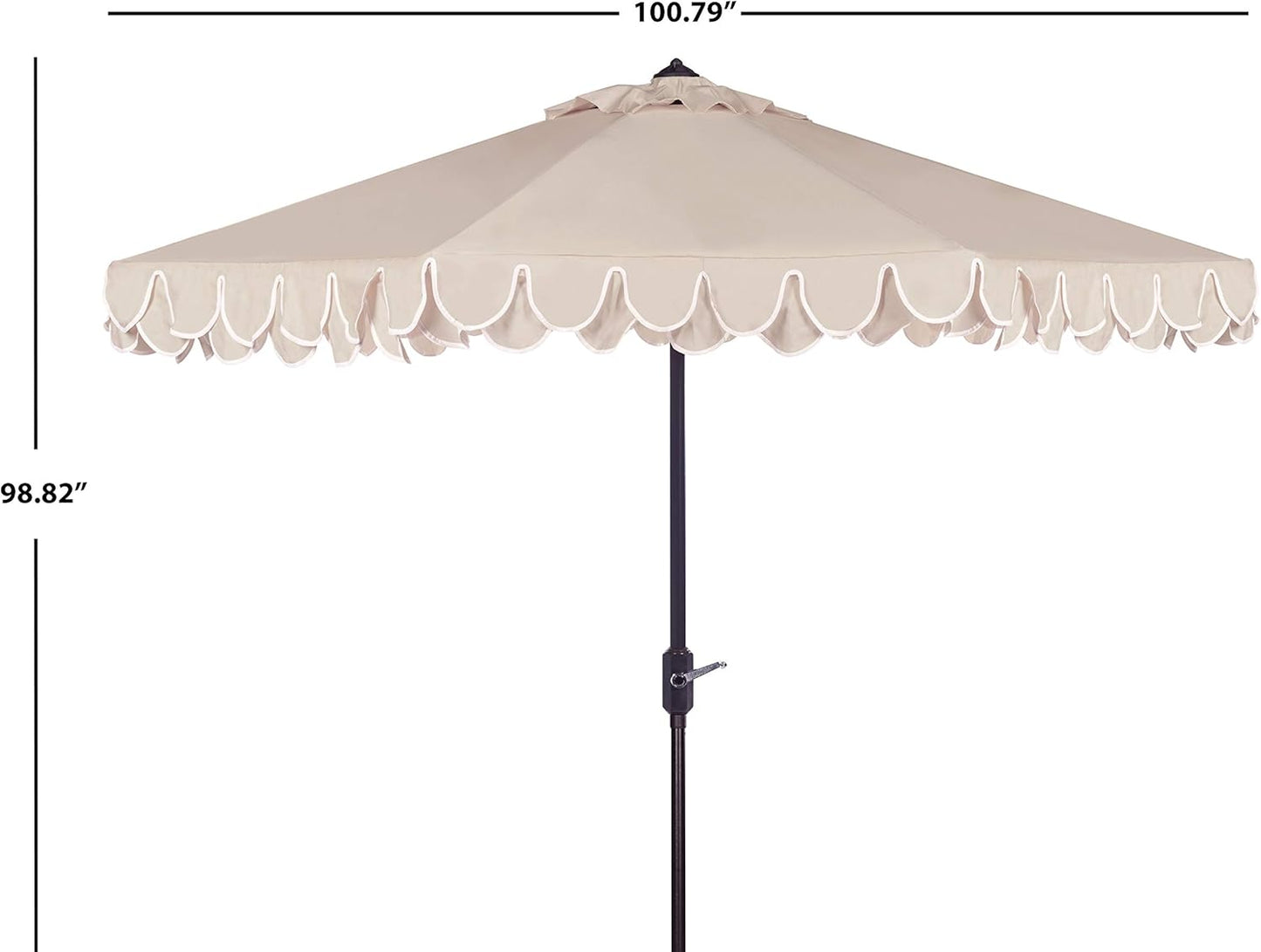 SAFAVIEH PAT8006A Outdoor Collection Elegant Valance Auto Tilt Umbrella, 9', Navy/White