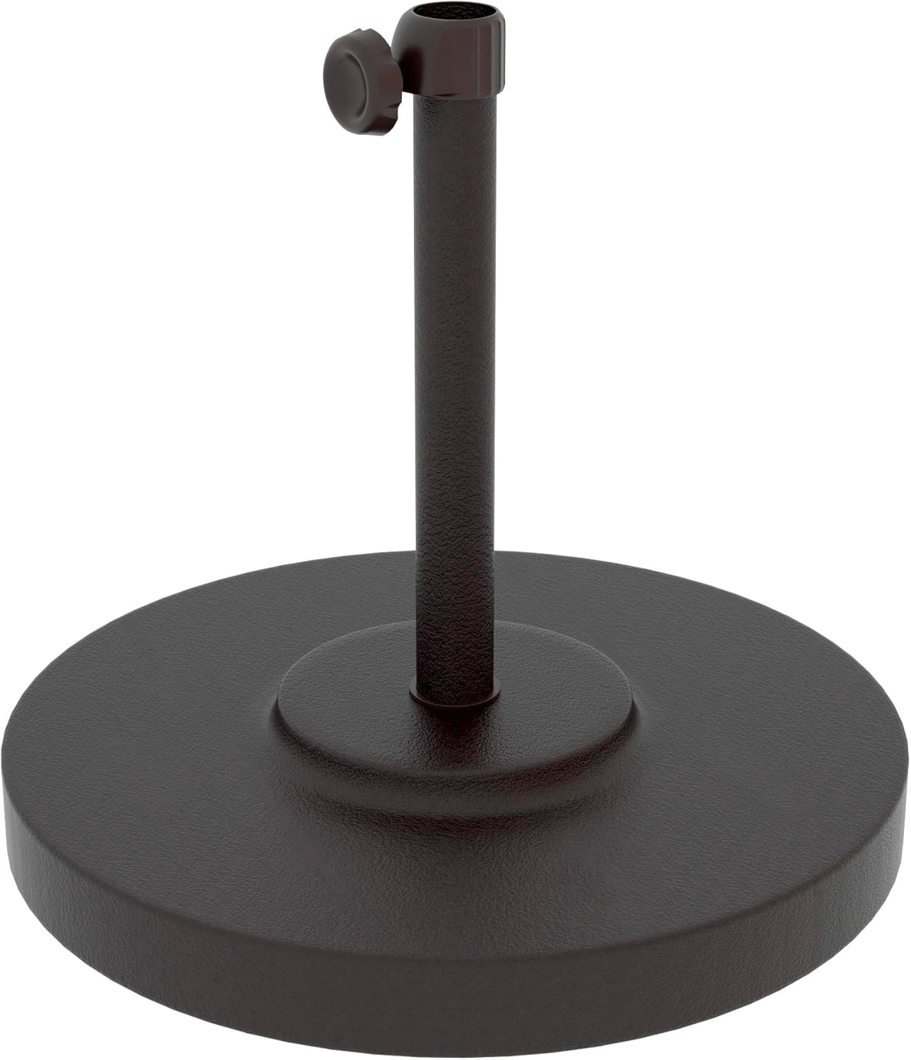 California Umbrella 50 lbs. Round Concrete Weighted Powdercoated Steel Umbrella Base, White Frame