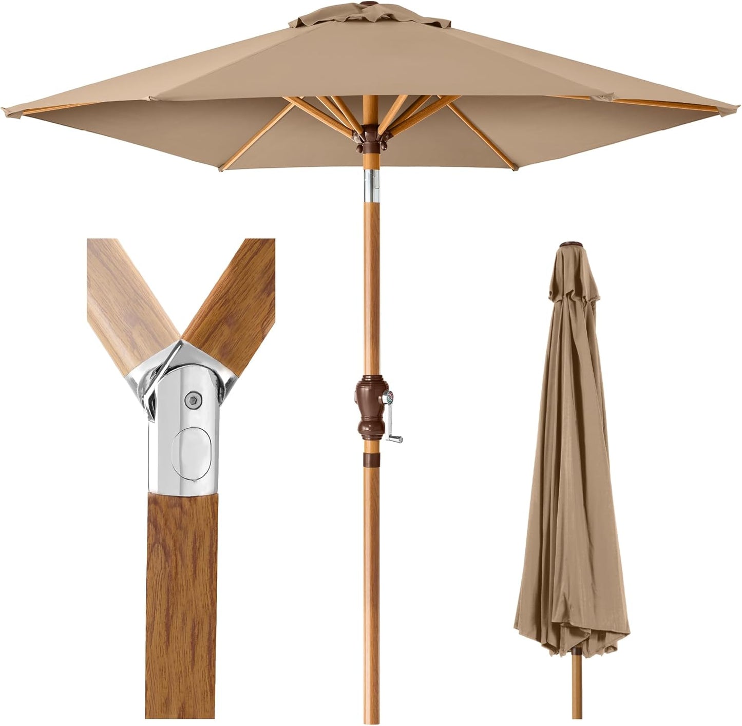 Best Choice Products 10ft Outdoor Steel Polyester Market Patio Umbrella w/Crank, Easy Push Button, Tilt, Table Compatible - Navy Blue