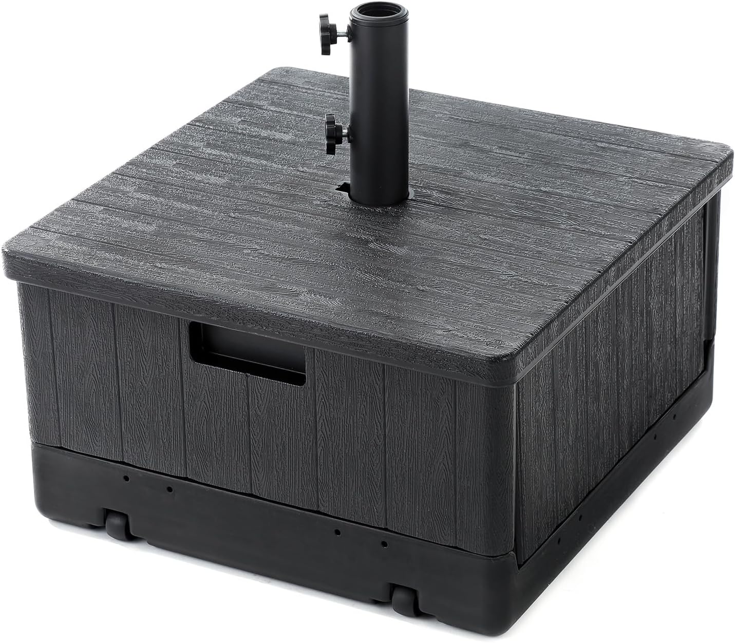 Home Zone Living 119lbs 21" Square Heavy Duty Planter Umbrella Base w/Rolling Wheels & Water Weight Bag for Patio Pool Backyard, Convertible as Table or Planting Box, Supports Up to 11 Ft Umbrella