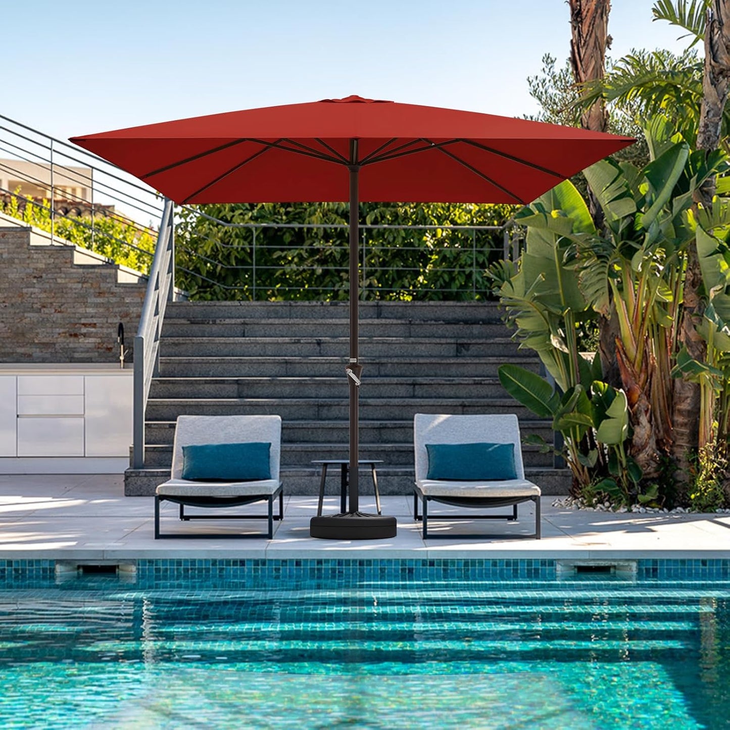 JEAREY 10x10 ft Square Patio Umbrellas Outdoor Table Market Umbrella w/Crank, 8 Sturdy Ribs, UV Protection Waterproof Sunproof(Teal Blue)