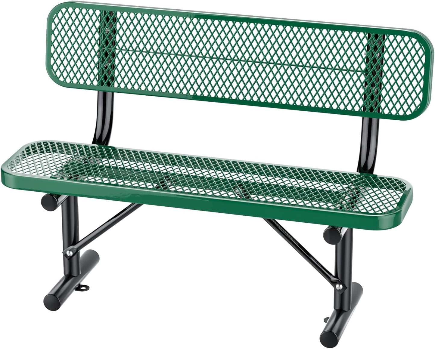 Outdoor Garden Bench, Cast Iron Metal Frame Patio Park Bench with Backrest, Portable Expanded Metal Black Bench, Commercial-Grade Outdoor Seating for Lawn, Patio, Park, Yard, Garden (Black, 8FT/96'')