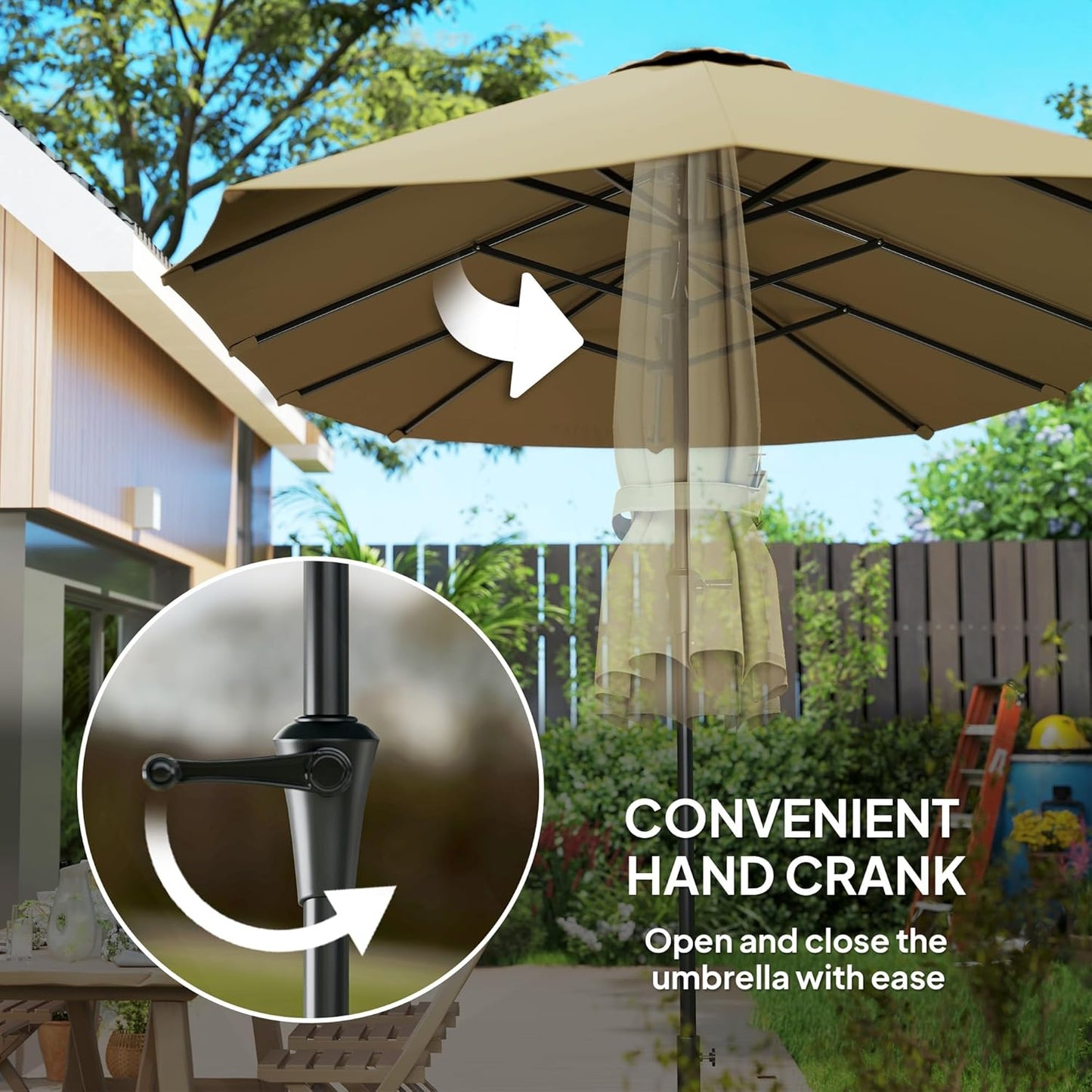 Outsunny 13 ft. Extra Large Patio Umbrella, UPF30+ Double Umbrella Outdoor Patio with Easy Crank Handle, Vents for Garden, Pool, Lawn