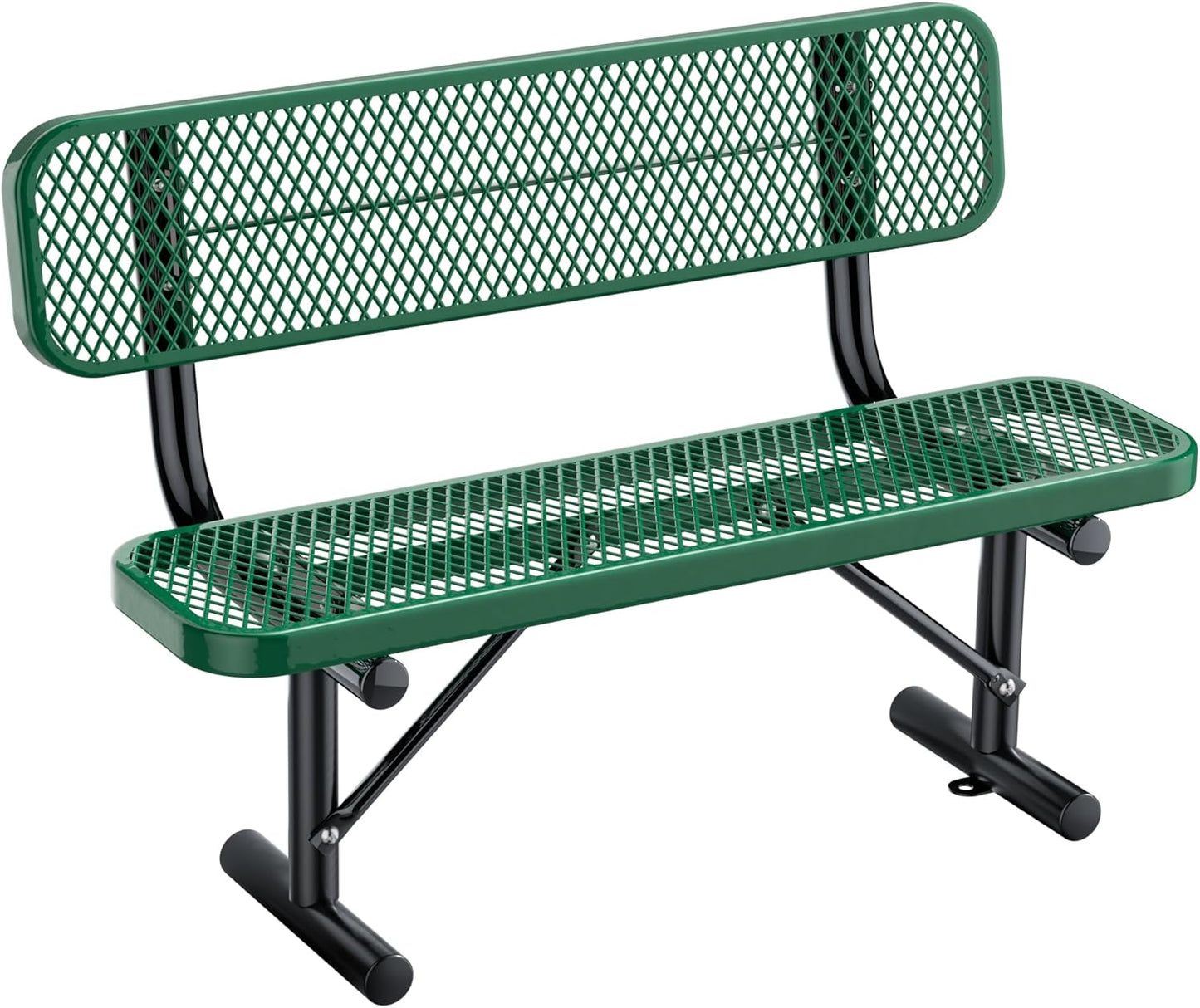 Heavy Duty Park Bench with Back Portable Frame, Outdoor Metal Park Bench with Backrest, Steel Mesh Outdoor Bench for Garden, Lawn, Patio, Porch, Park, Yard (Blue, 94.1" D x 23.2" W x 32.5" H)