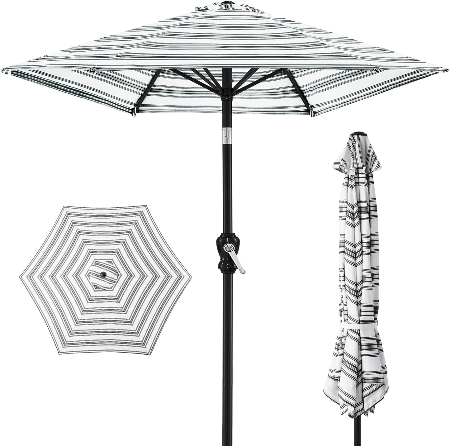 Best Choice Products 10ft Outdoor Steel Polyester Market Patio Umbrella w/Crank, Easy Push Button, Tilt, Table Compatible - Navy Blue