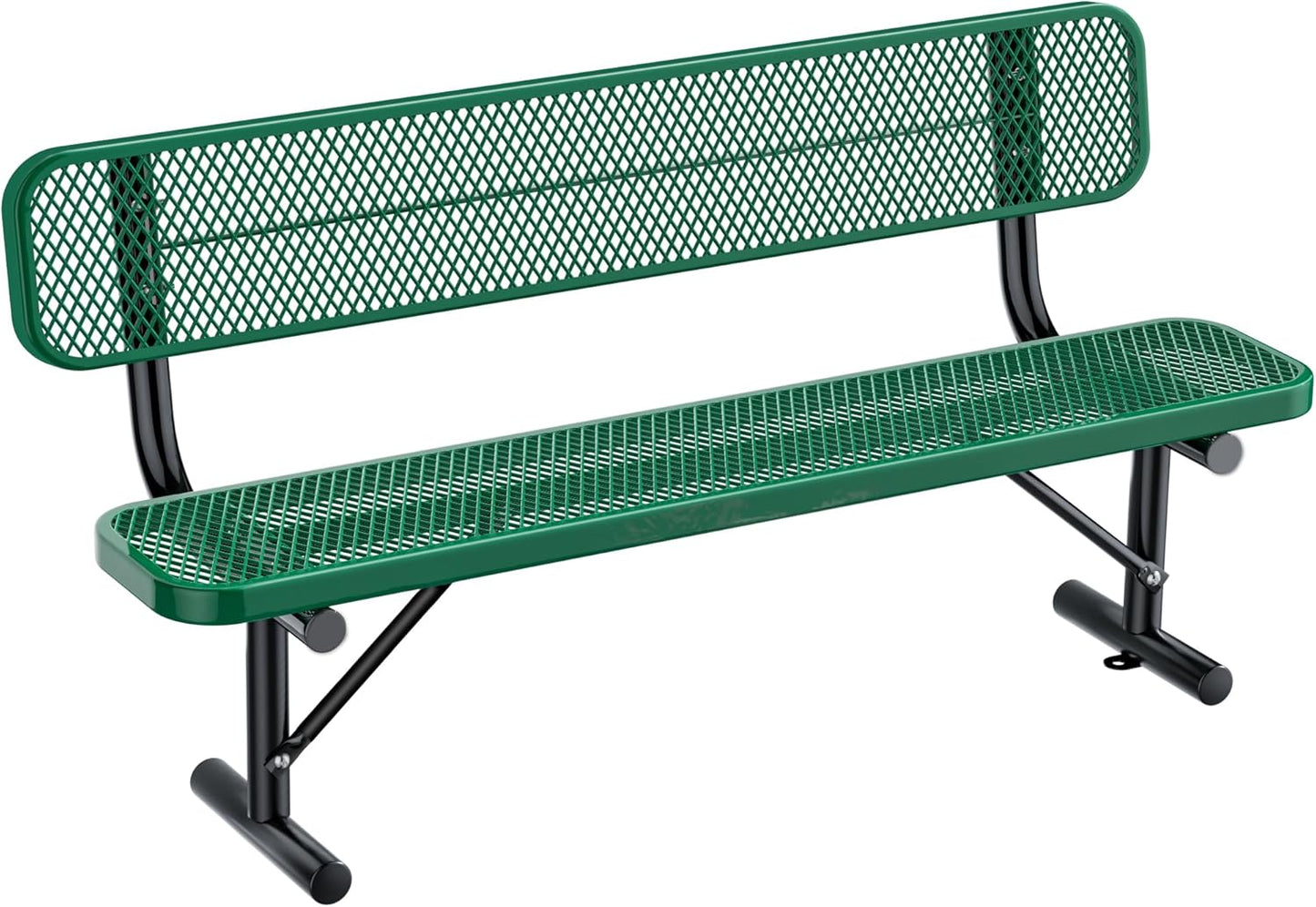 Heavy Duty Park Bench with Back Portable Frame, Outdoor Metal Park Bench with Backrest, Steel Mesh Outdoor Bench for Garden, Lawn, Patio, Porch, Park, Yard (Blue, 94.1" D x 23.2" W x 32.5" H)