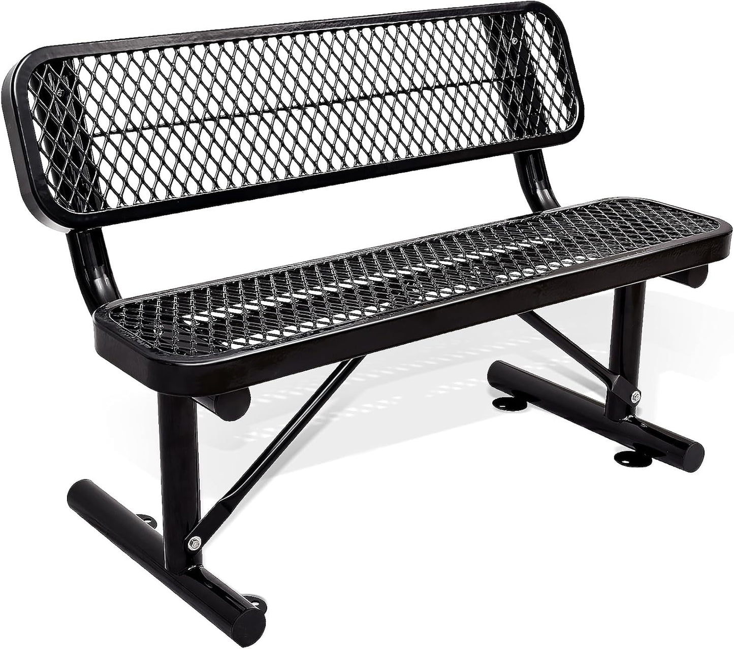 Heavy Duty Park Bench with Back Portable Frame, Outdoor Metal Park Bench with Backrest, Steel Mesh Outdoor Bench for Garden, Lawn, Patio, Porch, Park, Yard (Blue, 94.1" D x 23.2" W x 32.5" H)