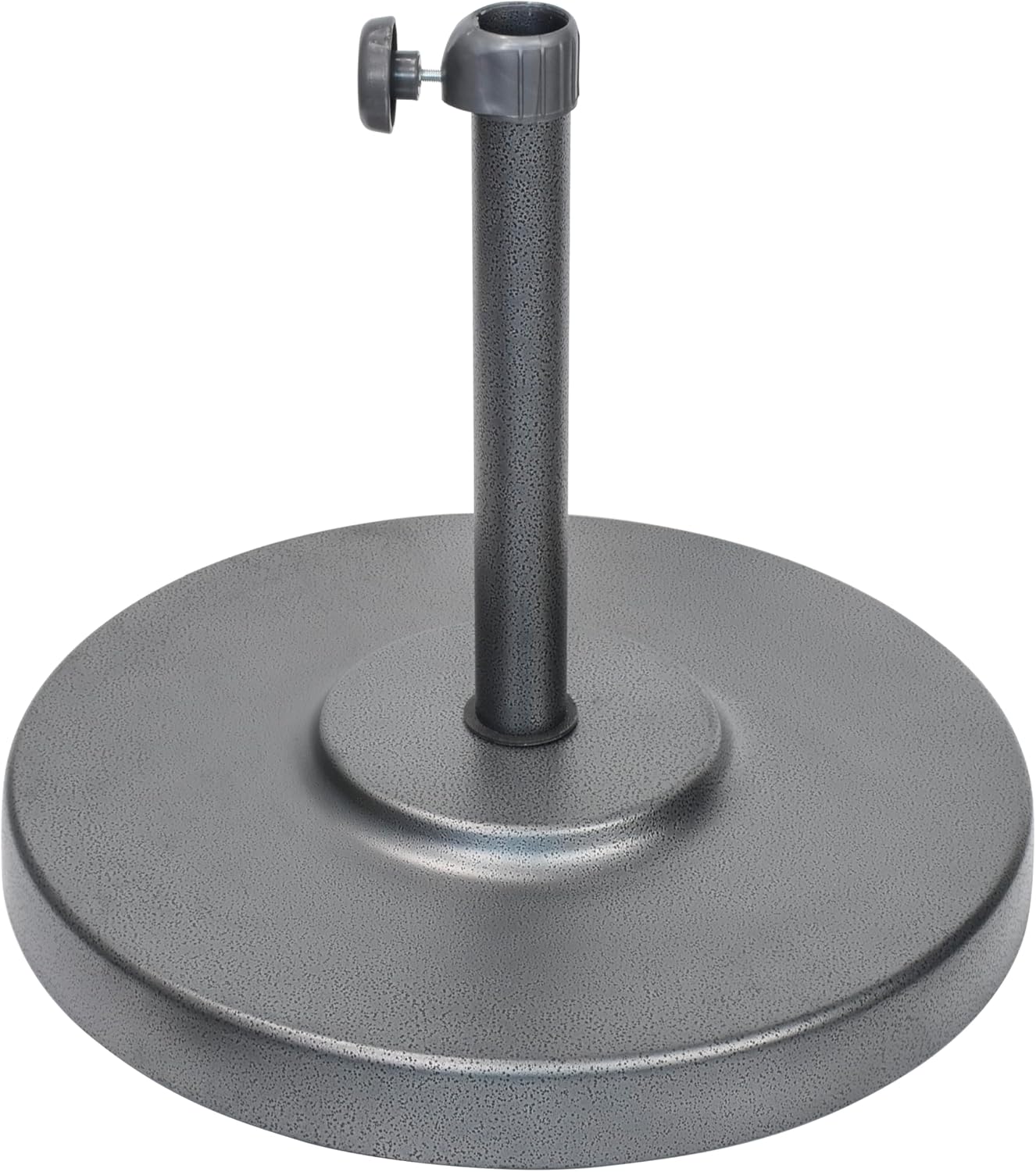 California Umbrella 50 lbs. Round Concrete Weighted Powdercoated Steel Umbrella Base, White Frame
