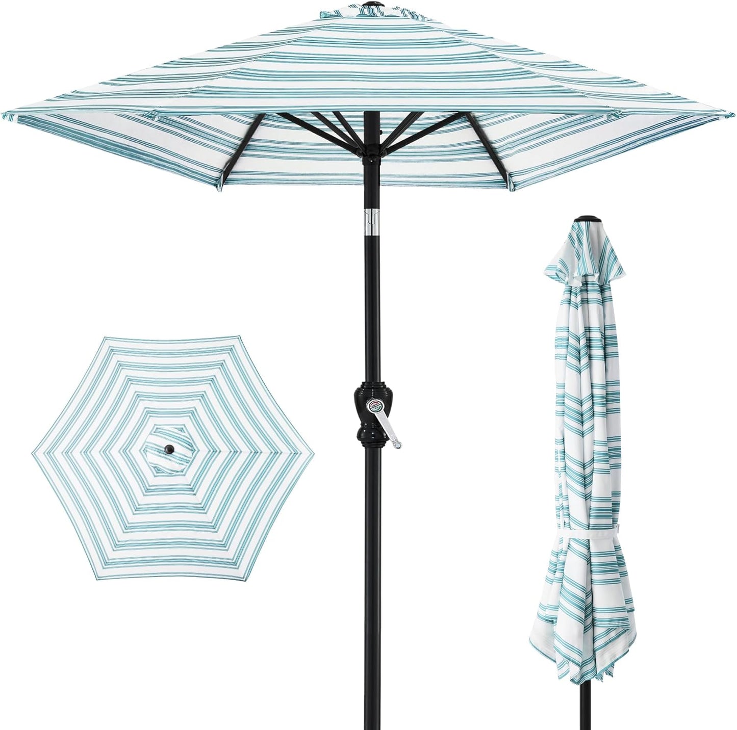 Best Choice Products 10ft Outdoor Steel Polyester Market Patio Umbrella w/Crank, Easy Push Button, Tilt, Table Compatible - Navy Blue