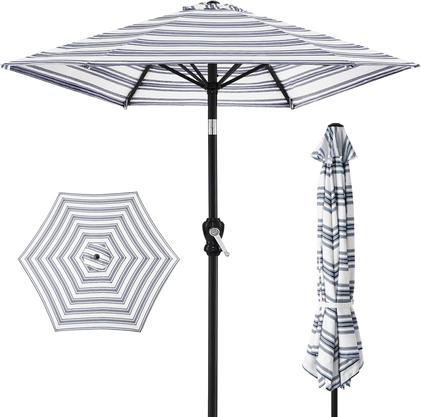 Best Choice Products 10ft Outdoor Steel Polyester Market Patio Umbrella w/Crank, Easy Push Button, Tilt, Table Compatible - Navy Blue
