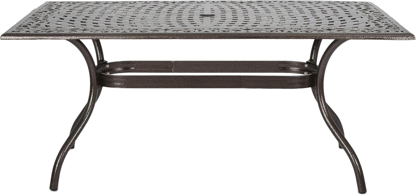 Christopher Knight Home Yamilet Traditional Outdoor Aluminum Rectangular Dining Table, Hammered Bronze
