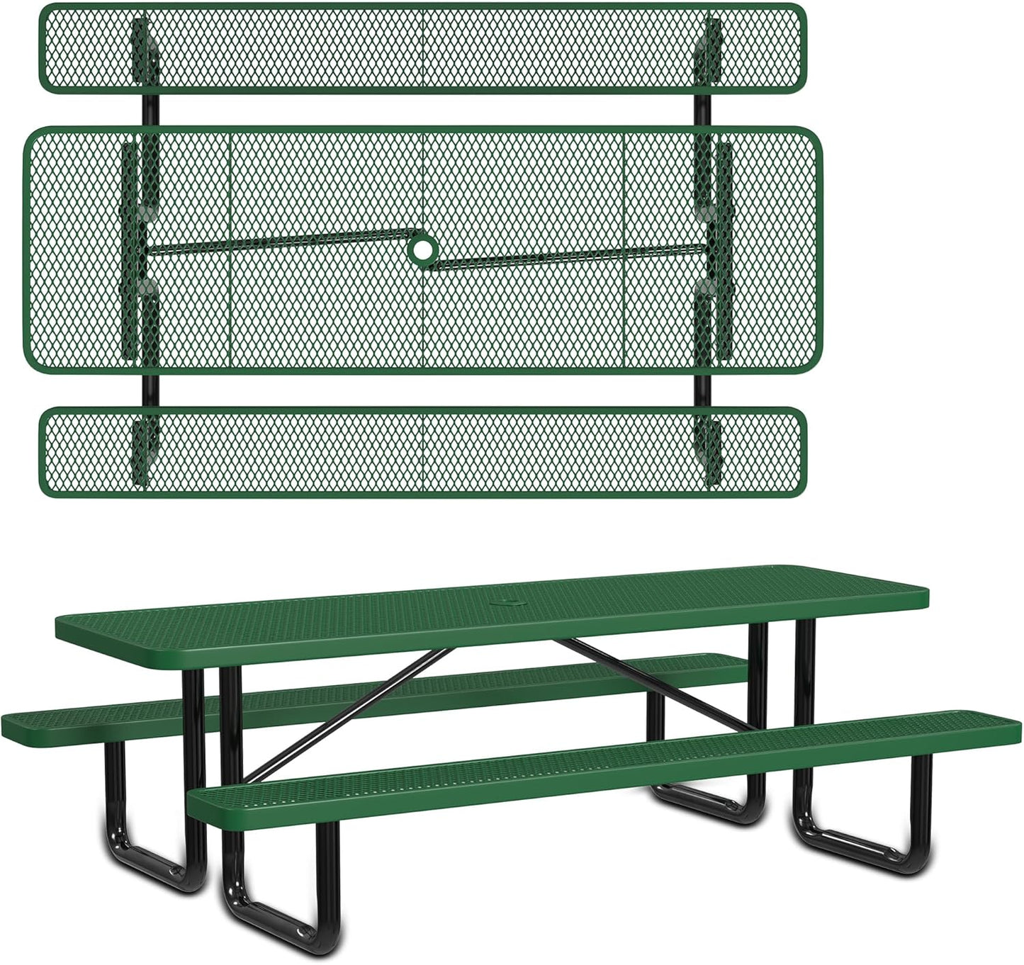 Heavy-Duty 8 Foot ADA Accessible Picnic Table, 72" Bench Seats, Portable, Made with Heavy-Gauge Metal, Durable Thermoplastic Coating, Commercial Outdoor Picnic Table, Made in The USA