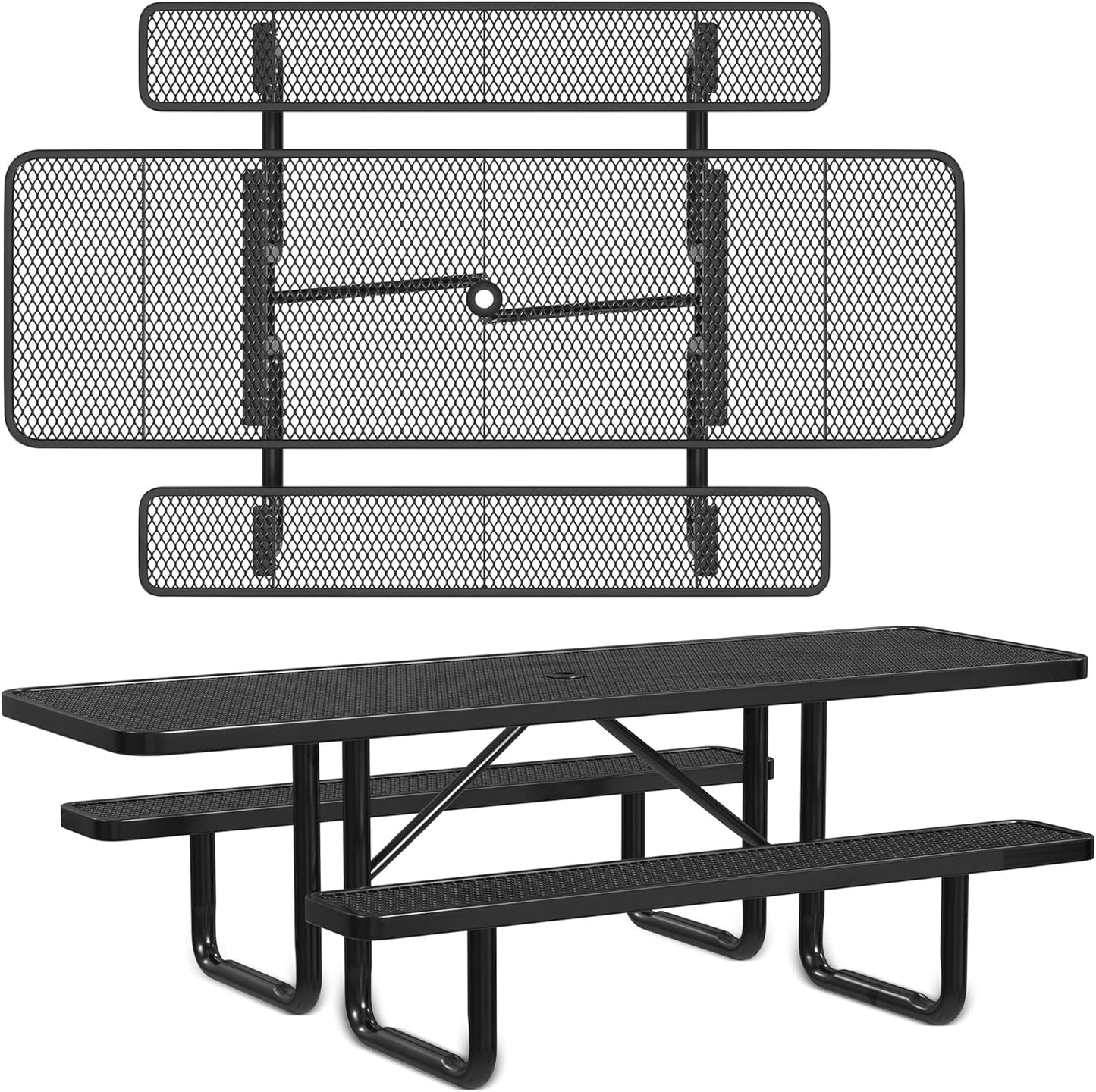 Heavy-Duty 8 Foot ADA Accessible Picnic Table, 72" Bench Seats, Portable, Made with Heavy-Gauge Metal, Durable Thermoplastic Coating, Commercial Outdoor Picnic Table, Made in The USA