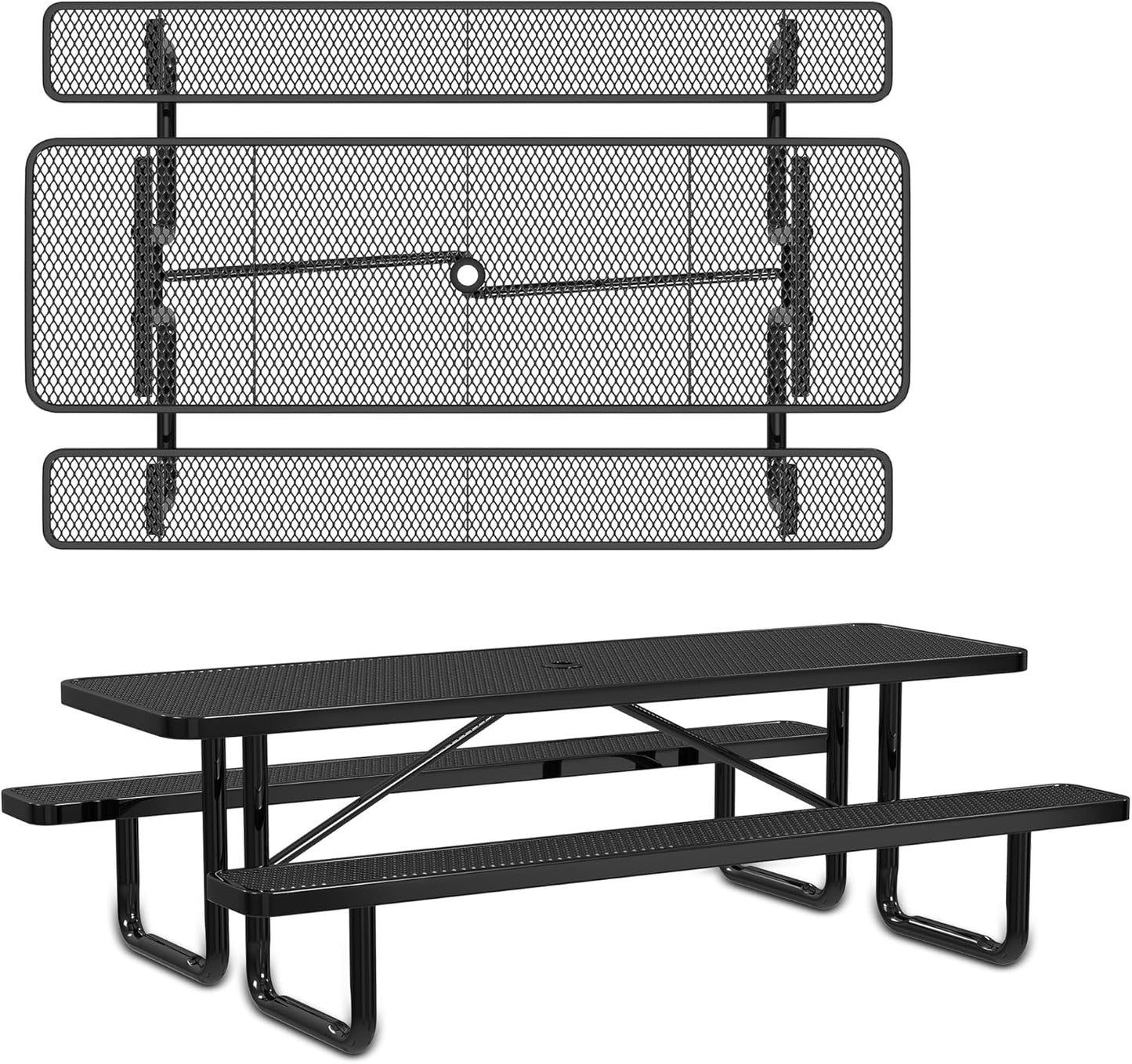 Heavy-Duty 8 Foot ADA Accessible Picnic Table, 72" Bench Seats, Portable, Made with Heavy-Gauge Metal, Durable Thermoplastic Coating, Commercial Outdoor Picnic Table, Made in The USA