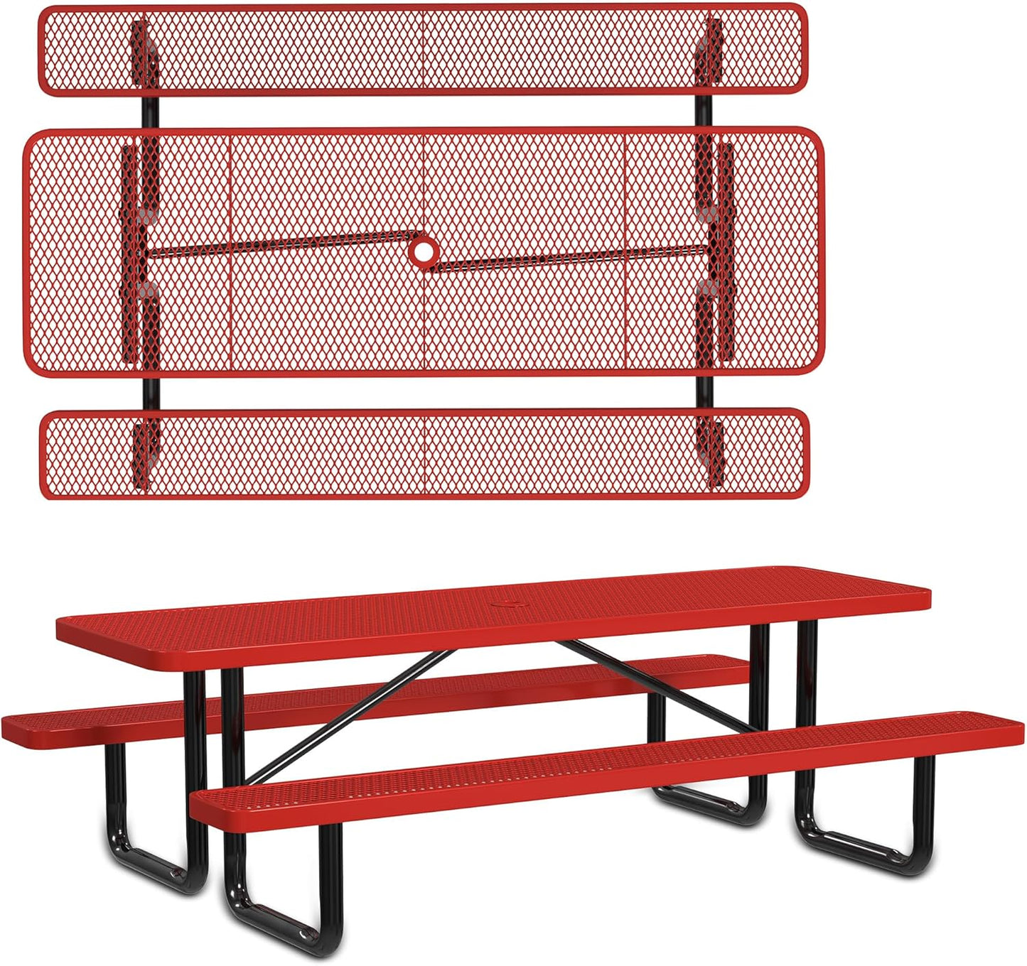 Heavy-Duty 8 Foot ADA Accessible Picnic Table, 72" Bench Seats, Portable, Made with Heavy-Gauge Metal, Durable Thermoplastic Coating, Commercial Outdoor Picnic Table, Made in The USA
