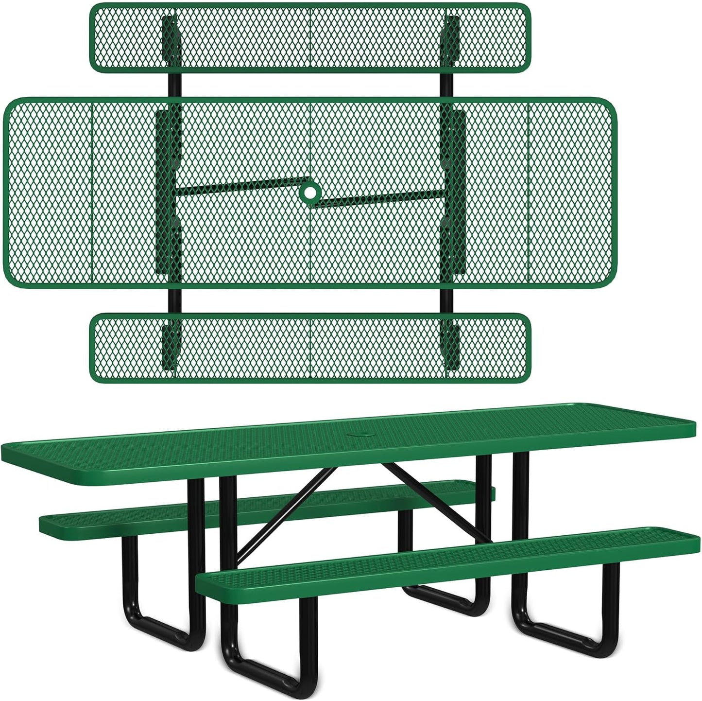 Heavy-Duty 8 Foot ADA Accessible Picnic Table, 72" Bench Seats, Portable, Made with Heavy-Gauge Metal, Durable Thermoplastic Coating, Commercial Outdoor Picnic Table, Made in The USA