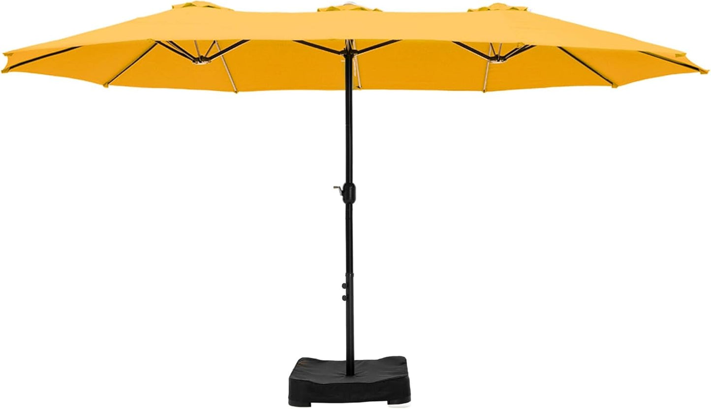 HERA'S PALACE Umbrella Patio Outdoor with Base 15ft Rectangle Table Double Market Umbrellas Clearance Large Heavy Duty Included Stand for Deck Outside Pool Picnic Inground Yard Commercial, Navy Blue