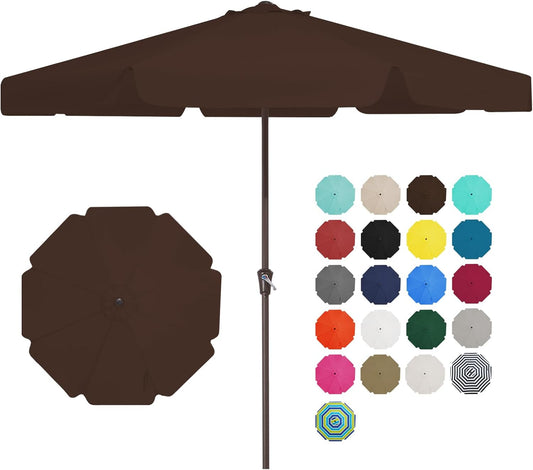 JEAREY 12' Patio Umbrellas Outdoor Table Market Umbrella w/Crank, 8 Sturdy Ribs, UV Protection Waterproof Sunproof(Brown)