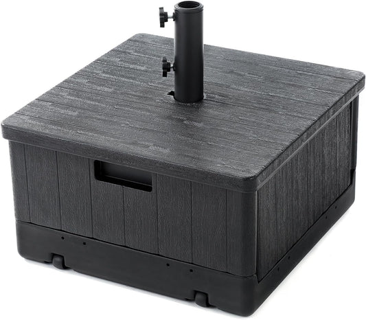 Home Zone Living 119lbs 21" Square Heavy Duty Planter Umbrella Base w/Rolling Wheels & Water Weight Bag for Patio Pool Backyard, Convertible as Table or Planting Box, Supports Up to 11 Ft Umbrella
