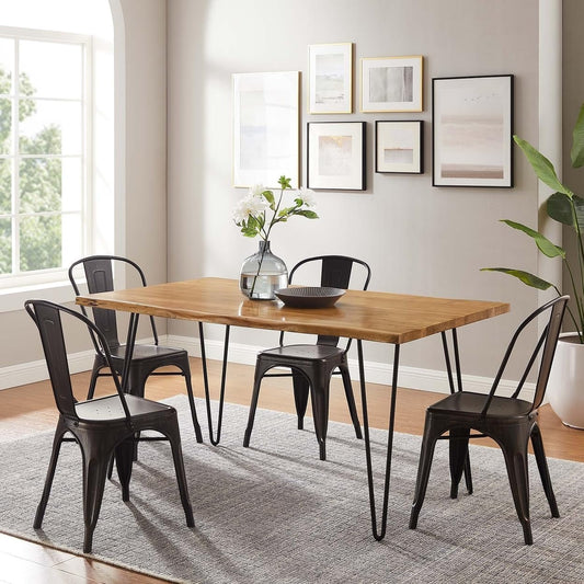 Modway EEI-6059-BLK-NAT Ardor 60" Live Edge Acacia Wood Acacia Wood Dining Table, Black Natural