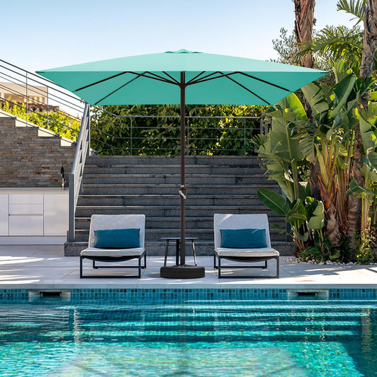 JEAREY 10x10 ft Square Patio Umbrellas Outdoor Table Market Umbrella w/Crank, 8 Sturdy Ribs, UV Protection Waterproof Sunproof(Teal Blue)